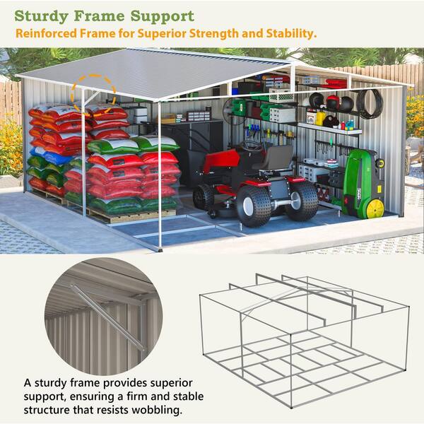 Thanaddo 12 ft. W x 14 ft. D Outdoor Galvanized Metal Tool Storage