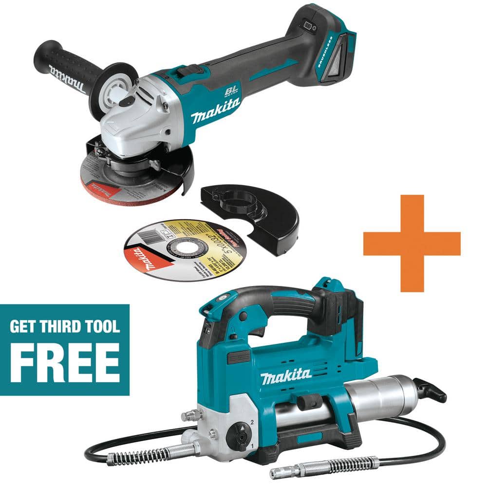 Makita 18V LXT Lithium-Ion Brushless Cordless 4-1/2 in./5 in. Cut-Off/Angle Grinder (Tool-Only) and 18V LXT Grease Gun -  XAG04Z-XPG01Z