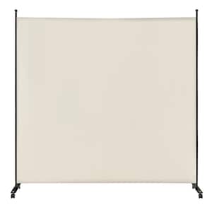 6FT Single Panel Room Divider with Wheels Rolling Fabric Partition Privacy Screen