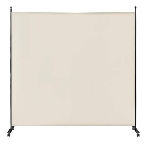 Costway 6FT Single Panel Room Divider with Wheels Rolling Fabric Partition Privacy Screen