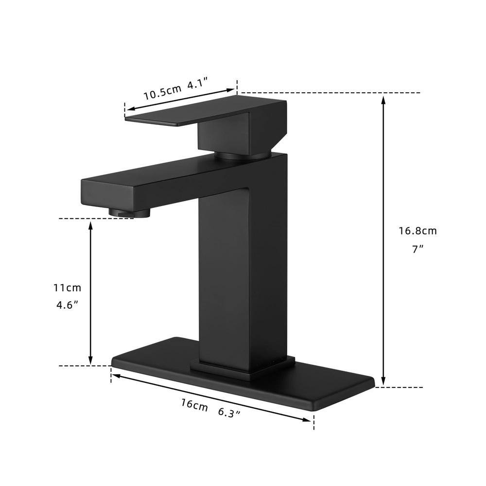 Matte Black Stainless Steel Single Handle Bathroom Faucet