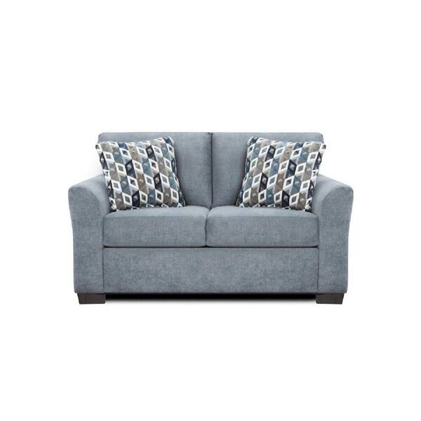 Chelsea Home Furniture Weaver 90 in. Anna Blue/Grey Polyester 2-Seater Loveseat with Flared Arms