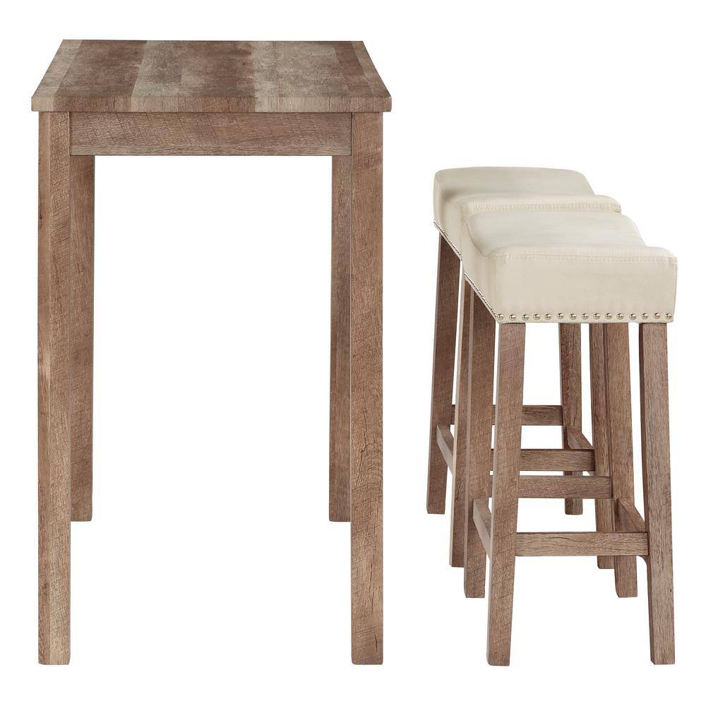 Celina 42" Natural Woodgrain Counter Height Dining Set with Suede-Feel Seats