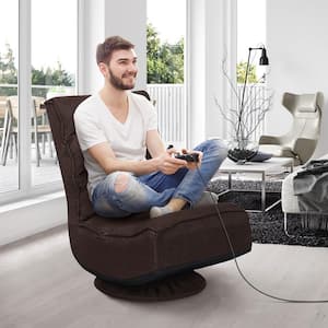 Brown 360° Swivel Floor Gaming Chair 6-Position Folding Lazy Sofa Bench 32.5 in. x 23 in. x 29.5 in.