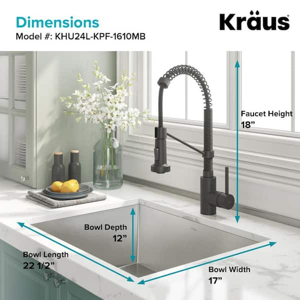 Kraus Pax Rectangular Undermount Stainless Steel Laundry Utility Sink, Silver