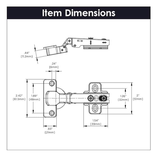 4-1/2 in. x 2-1/2 in. Bright Nickel Frameless 105 Degree Opening Euro Full Overlay Hinge