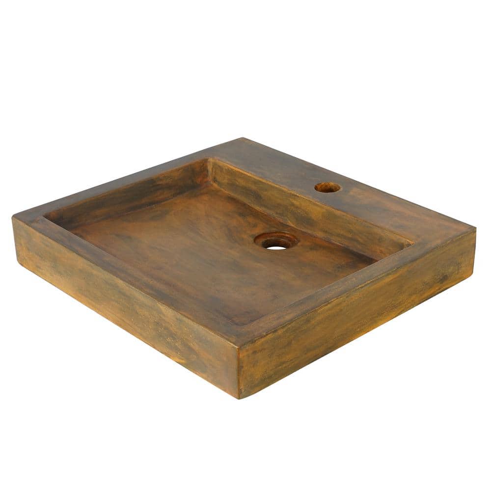 Vintage Brown Rectangular Concrete Vessel Sink