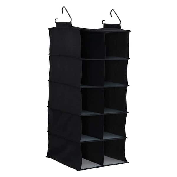 HOUSEHOLD ESSENTIALS 27 in. H 10-Pair Black Polyester Hanging Shoe Organizer