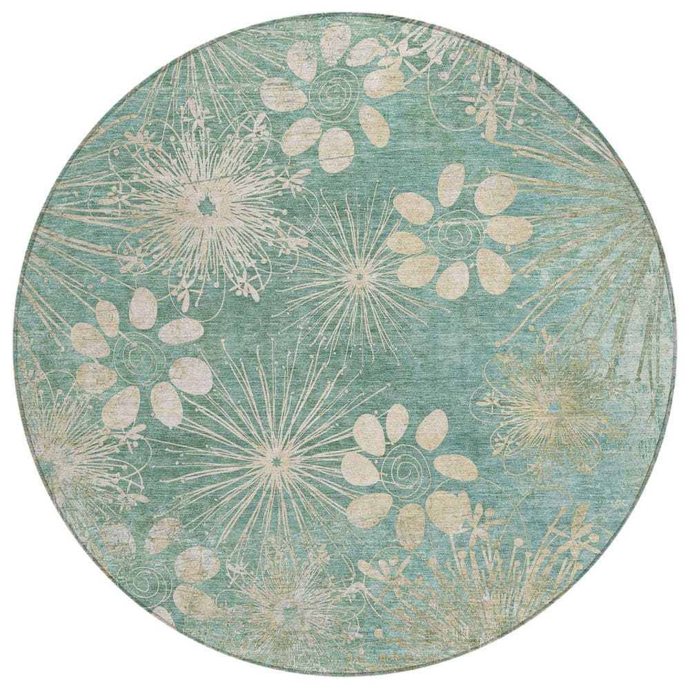 Chantille Machine Washable Indoor/Outdoor Abstract ACN2225 Teal 8 ft. x 8 ft. Area Rug price history on PriceWatchPro