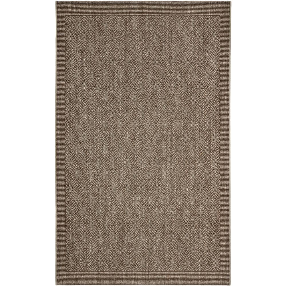 Silver Geometric Sisal 4' x 6' Area Rug