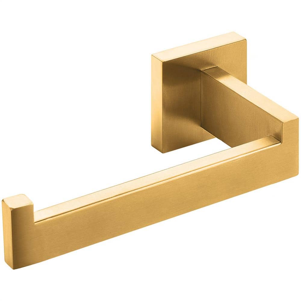 Wall Mounted Single Post Square Stainless Steel Toilet Paper Holder in Brus