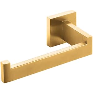Wall Mounted Single Post Square Stainless Steel Toilet Paper Holder in Brushed Brass