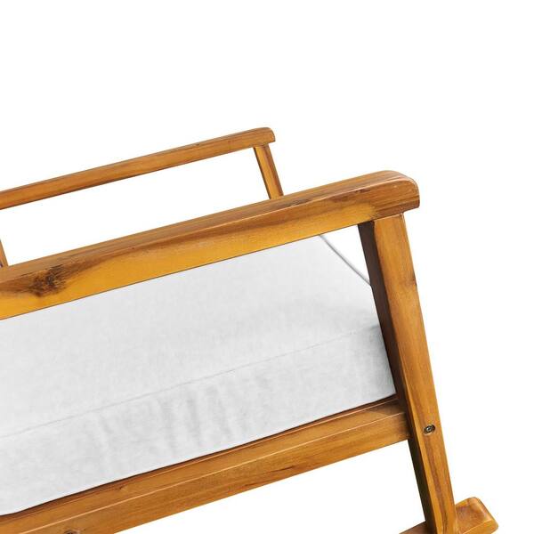 TK CLASSICS Acacia Wood Outdoor Rocking Chair with Vanilla