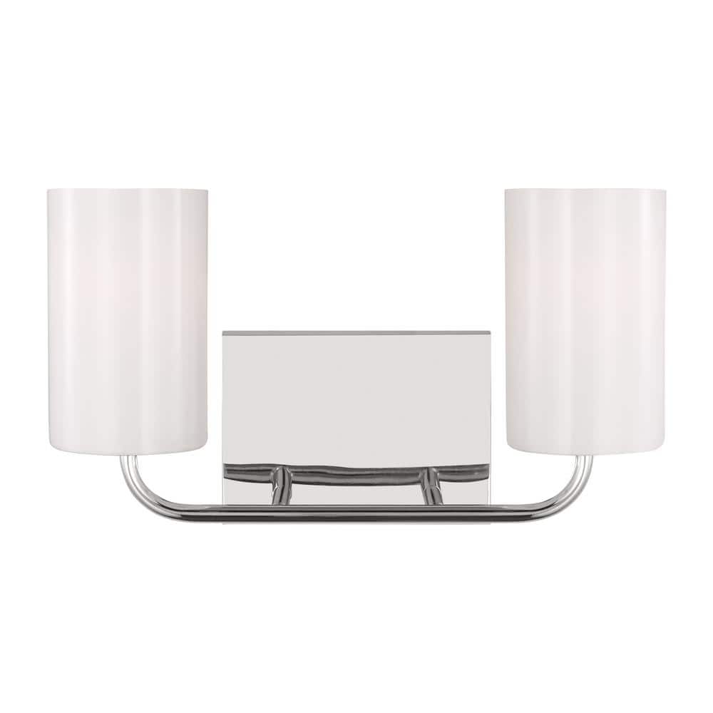 Grant Park Medium 15 in. 2-Light Chrome Vanity Light with Clear White Glass Shades price history on PriceWatchPro