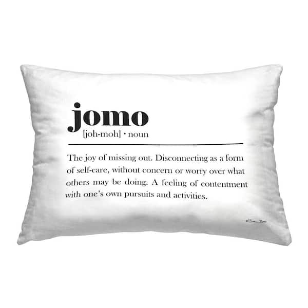 Stupell Industries Jomo Introverted Definition White Print Polyester 14 in. x 20 in. Throw Pillow