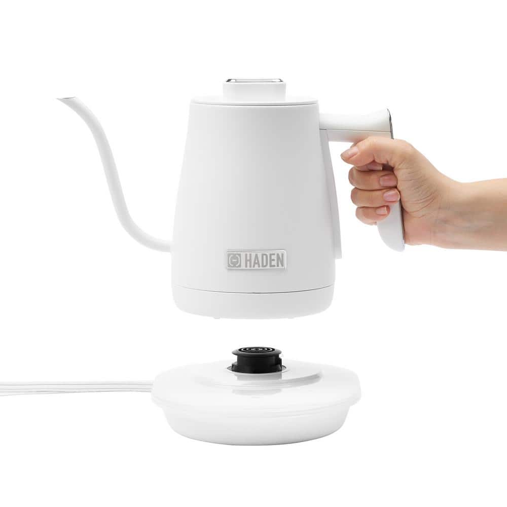 Ivory and Chrome Stainless Steel Gooseneck Electric Kettle