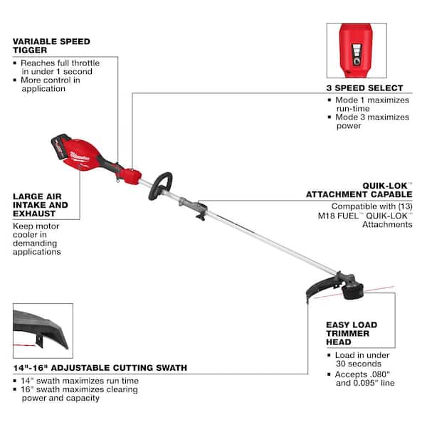 Milwaukee M18 FUEL 18V 16 in. Brushless Cordless Battery QUIK-LOK