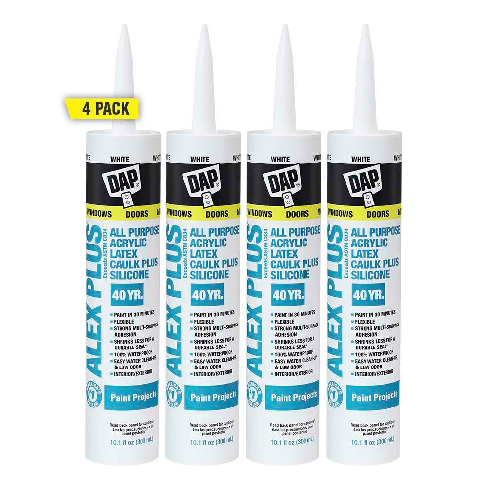 DAP Alex Plus 10 1 Oz White All Purpose Acrylic Latex Caulk 4 Pack 