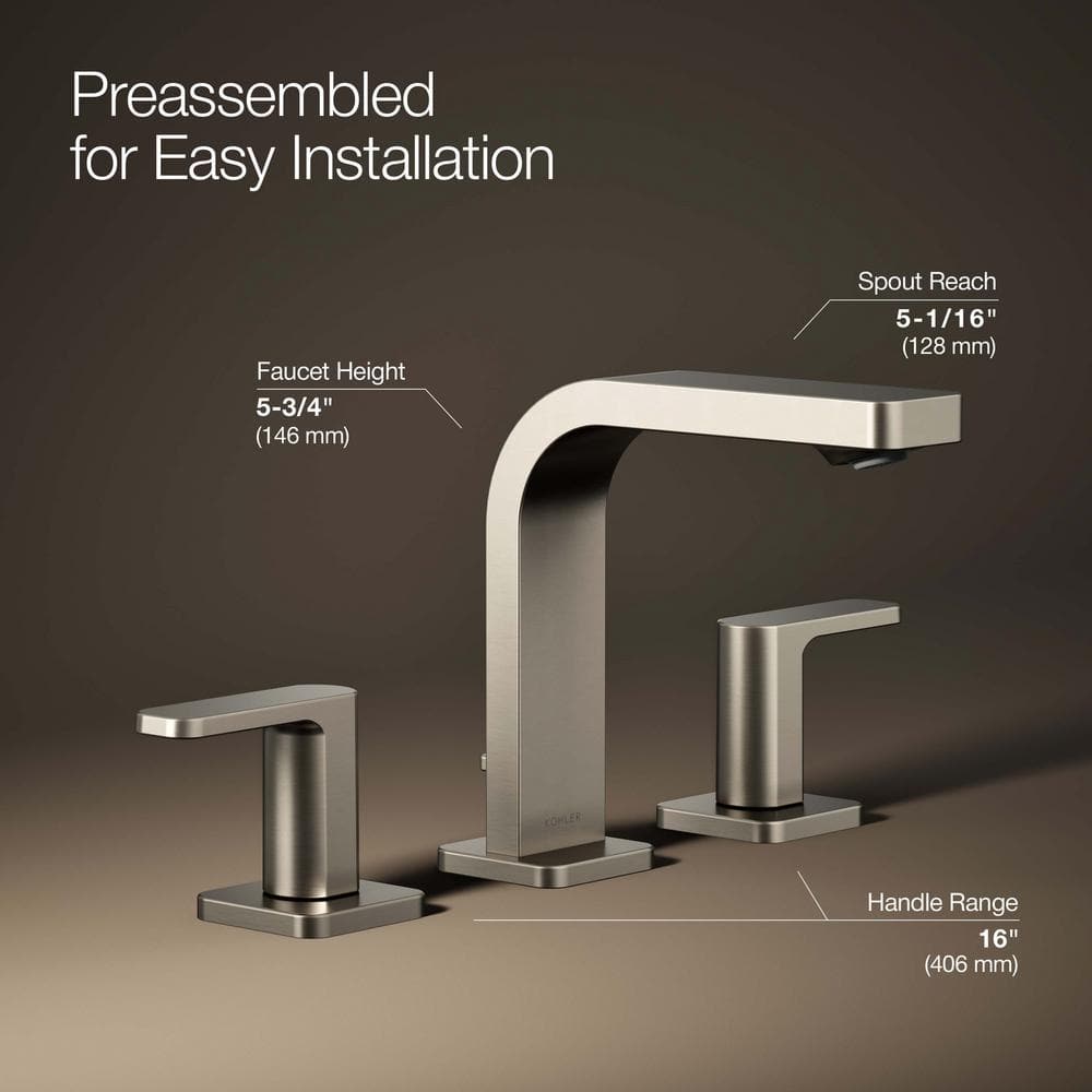 Parallel Chic 24" Vibrant Brushed Nickel Widespread Bathroom Faucet