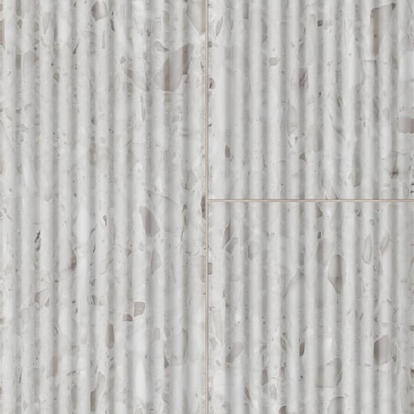 Marbilia Fluted Terrazo White 16 in. x 47 in. Porcelain Wall Tile (15.66 sq. ft. /Case)