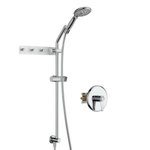 6-Spray Wall Mount Handheld Shower Head 1.8 GPM with Storage Hooks in Polished Chrome
