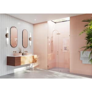 Illume 45 in. W x 78 in. H Wall Hinged Frameless Shower Door in Brushed Bronze with Clear Glass