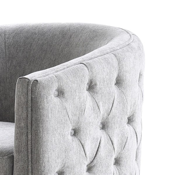 Angelica Light Gray Tufted Fabric Swivel Chair