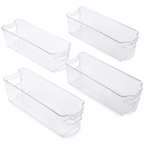 4 Pack Clear Refrigerator Organizer Bins Narrow Fridge Storage Containers Pantry Freezer Kitchen Organization Bins
