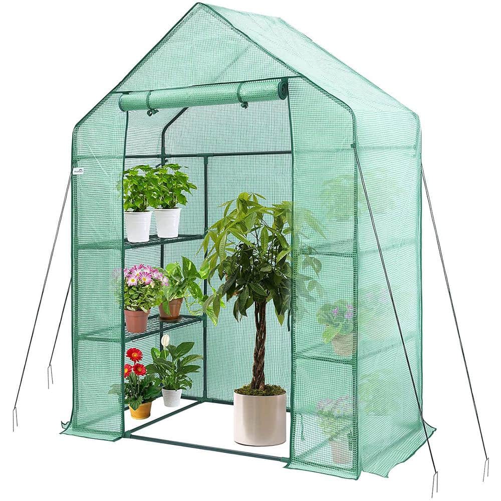 LAUREL CANYON 57 in. W x 28.5 in. D x 76 in. H Indoor/Outdoor Walkin  Greenhouse with Windows, 4-Shelves and Roll Up Front Panel HD-LC-WK1GH  The Home Depot