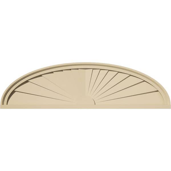 Ekena Millwork 44-in W x 12-in H x 2-in P Elliptical Sunburst Signature Urethane Pediment, Primed Tan
