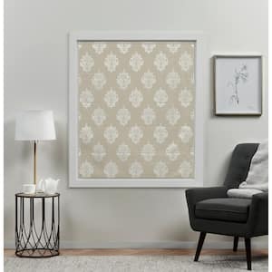 Marseilles Damask Natural Cordless Total Blackout Roman Shade 23 in. W x 64 in. L