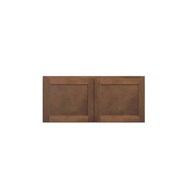 Kunal Kitchens Amherst Shaker 33 in. W x 15 in. H x 24 in. D in Walnut Plywood Assembled Wall Cabinet