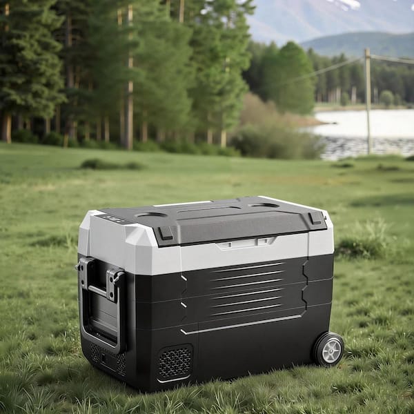 37 qt./35 L Portable Outdoor Refrigerator Carbon Steel Car Refrigerator 12-Volt in Black