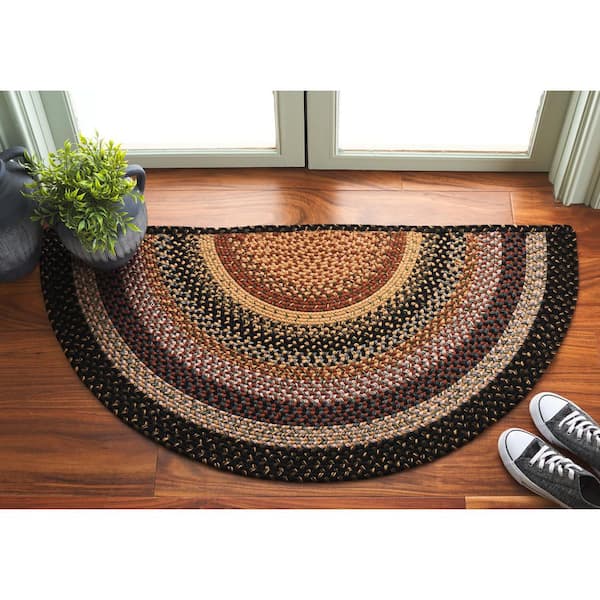 Braided Multi Machine 2 ft. x 4 ft. Machine Washable Border Interlaced Specialty Area Rug