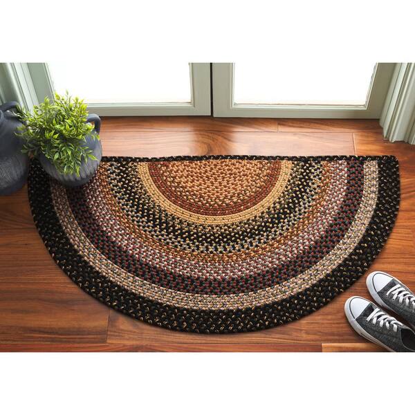 Braided 3 ft. x 4 ft. Multi Machine Washable Border Interlaced Specialty Area Rug