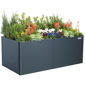 32 in. Extra Tall Modern Raised Garden Bed 42" x 83" Heavy Metal Planter Box Double-Walled Steel Planter Midnight Blue