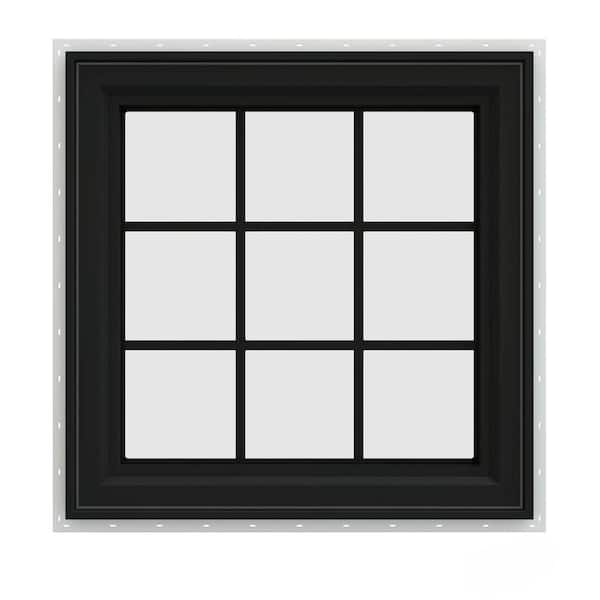 JELD-WEN 30 in. x 30 in. V-4500 Series Bronze FiniShield Vinyl Right-Handed Casement Window with Colonial Grids/Grilles