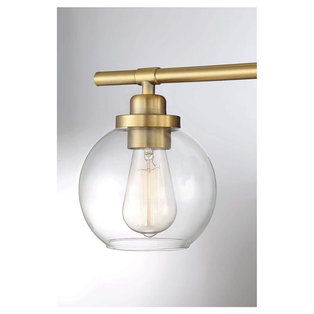 Carson Warm Brass 1-Light Wall Sconce with Clear Glass Shade