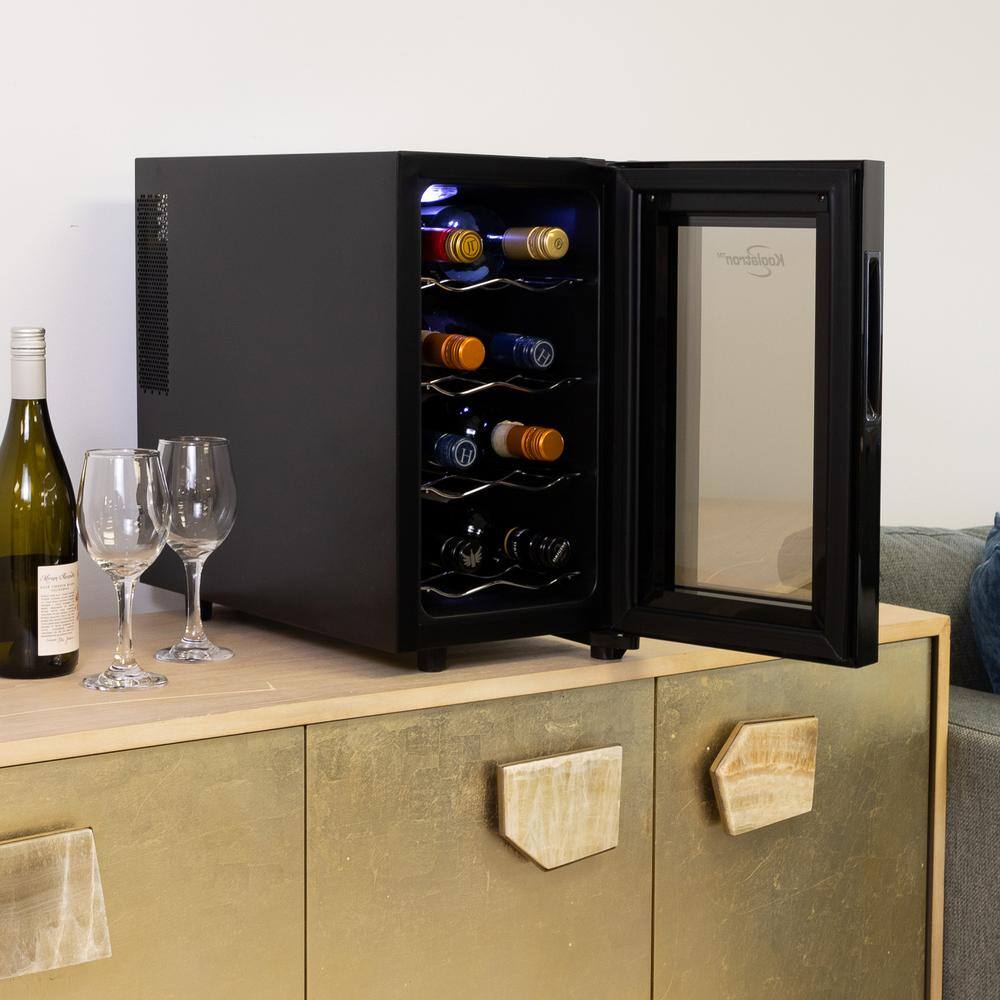Compact Stainless Steel Thermoelectric 8-Bottle Wine Cooler with Glass Door