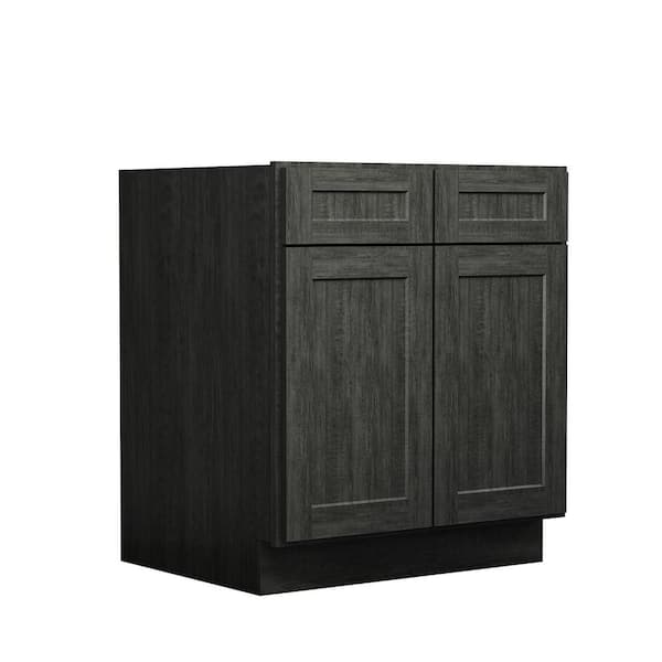 Hausvita 30 in. W x 24 in. D x 34.5 in. H Ready to Assemble Plywood Base Kitchen Cabinet in Shaker Charcoal