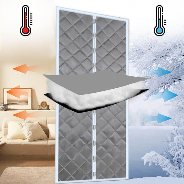 Insulated Door Curtain, Thermal Magnetic Self-Sealing Door Screen Winter  Stop