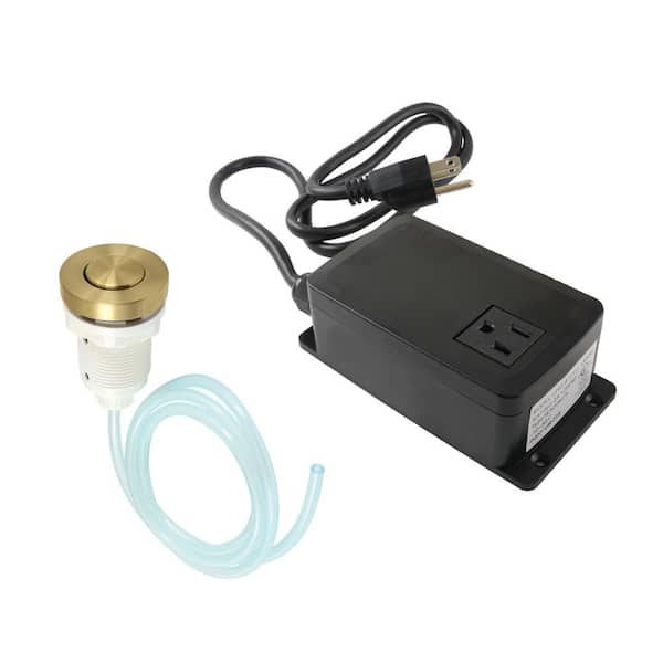 Trimscape Garbage Disposal Air Switch Kit, Dual Outlet Sink Top Switch Button in Brushed Brass