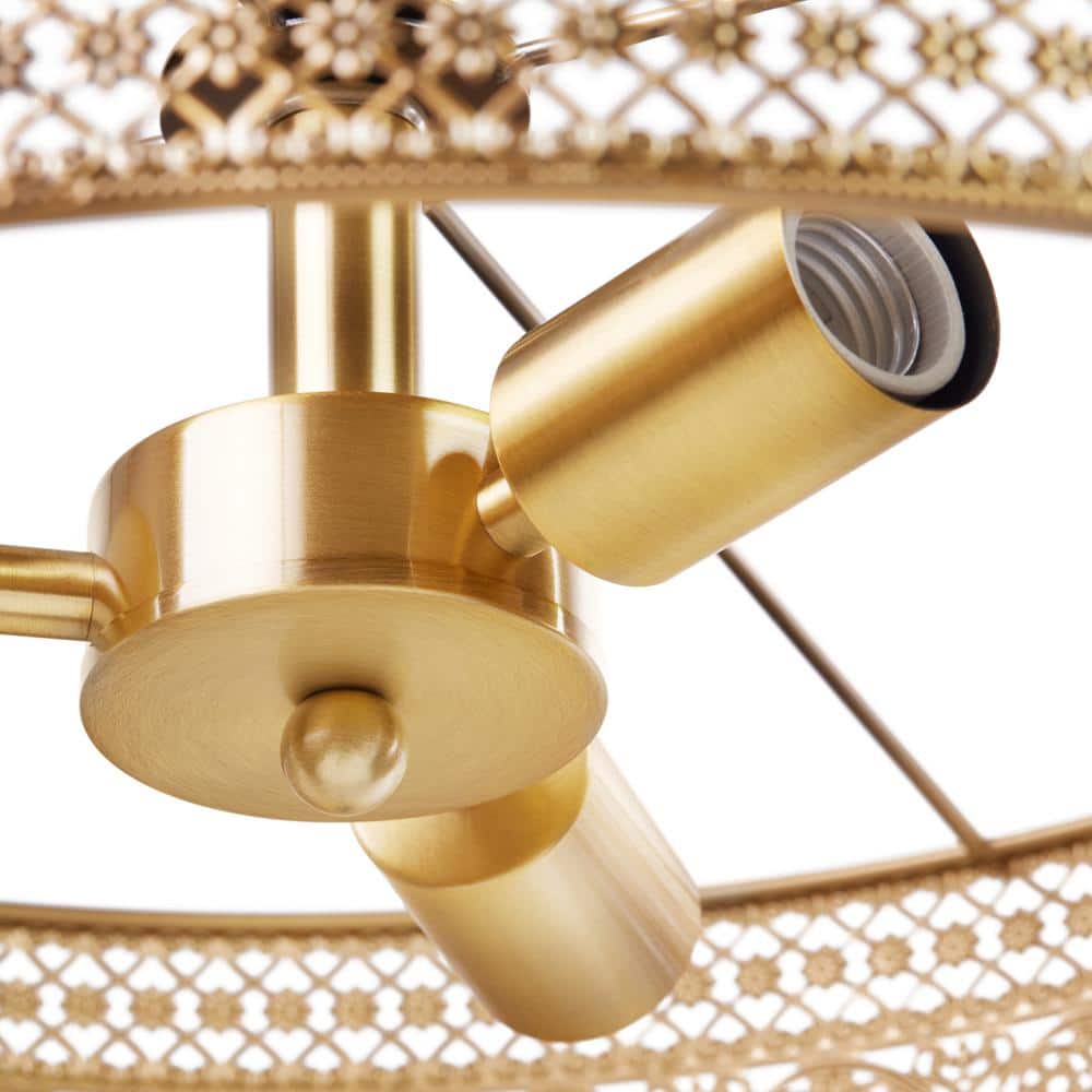 Elegant Brass and Crystal Drum Chandelier, 26" Glam Pendant Light