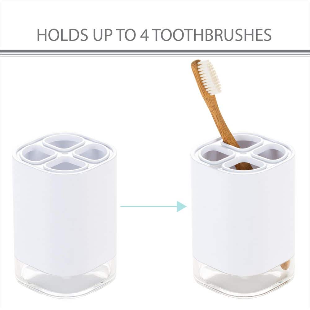 White Brushed Plastic 6-Piece Modern Bathroom Accessory Set