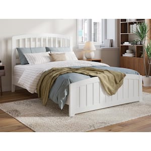Quincy White Solid Wood Frame Full Low Profile Platform Bed with Matching Footboard