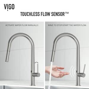 Greenwich Single Handle Pull-Down Sprayer Kitchen Faucet with Touchless Sensor in Stainless Steel