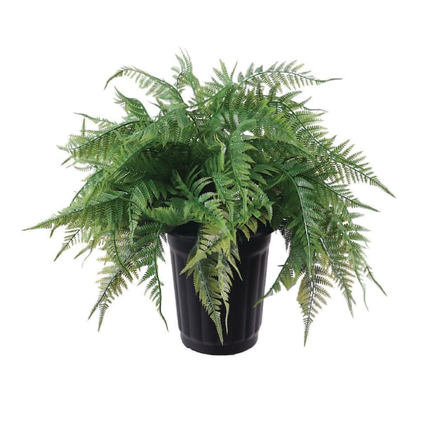 Artificial 16 in. Indoor and Outdoor Fern in Plastic Pot