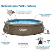 QuickSet Ring Top Designer 14 ft. Round 36 in. Deep Inflatable Pool, Brown Basketweave