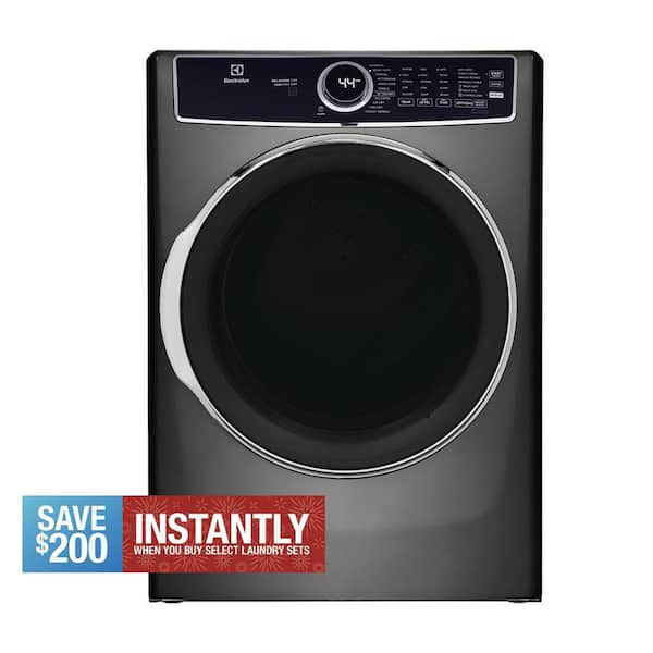 8 cu. ft. vented Front Load Stackable Electric Dryer in Titanium with LuxCare Dry and Perfect Steam