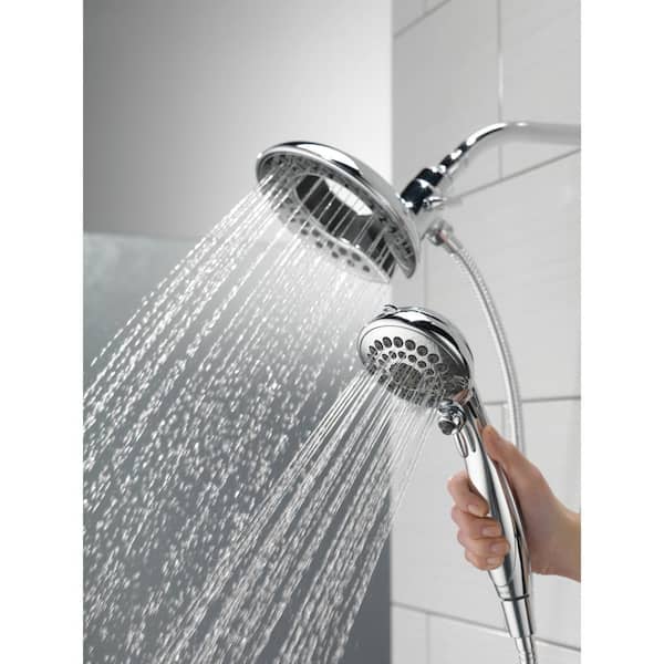 In2ition 5-Spray Patterns 1.75 GPM 6.81 in. Wall Mount Dual Shower Heads in Chrome